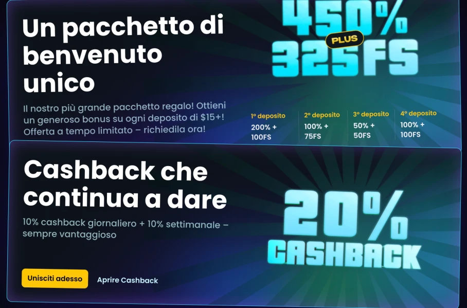 Bonus di benvenuto per 4 depositi e cashback su Snatch Casino